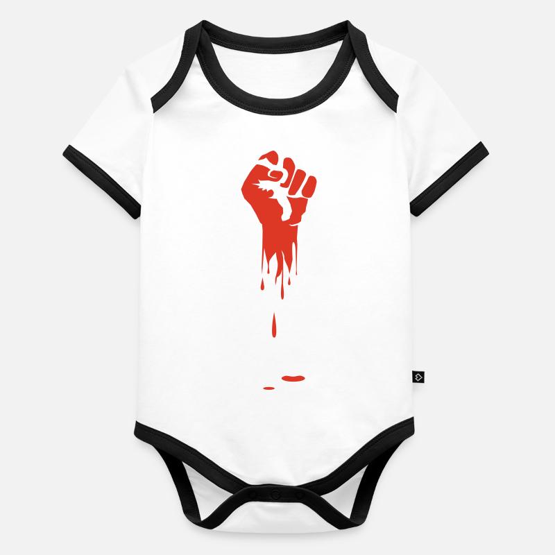 poing levé Body Bébé bio contrasté manches courtes