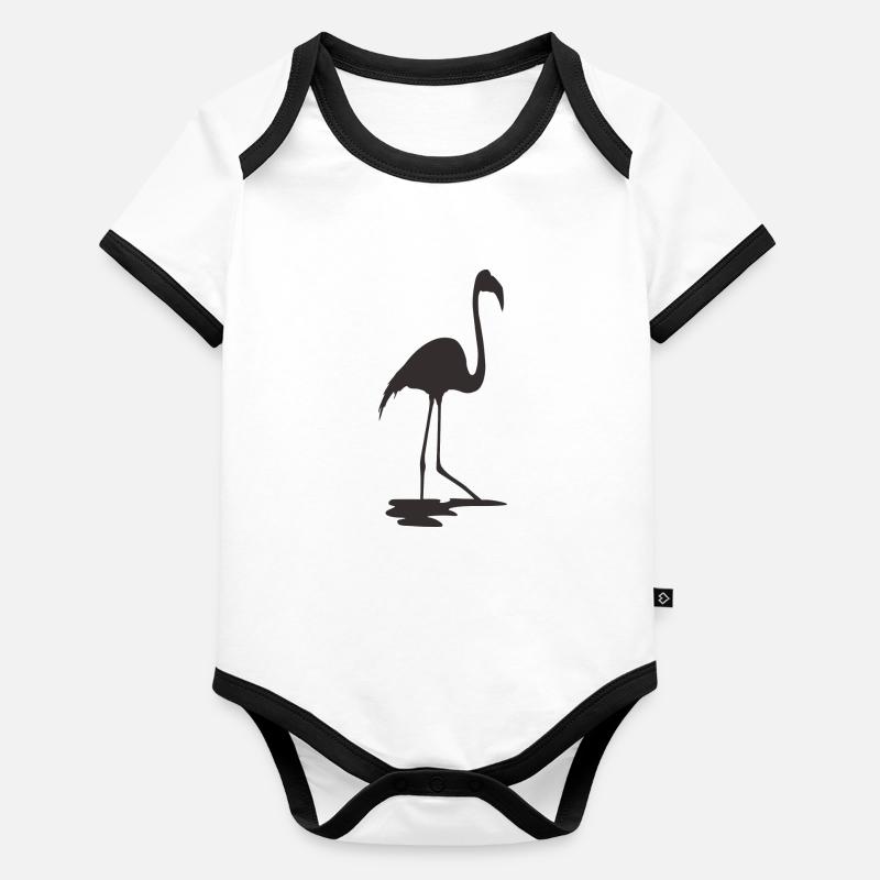 Flamant rose Body Bébé bio contrasté manches courtes