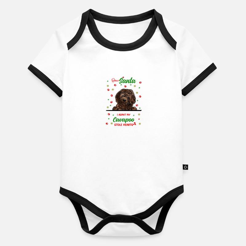 Kavapoo Hund Weihnachten Hunderasse Baby Bio-Kurzarm-Kontrastbody