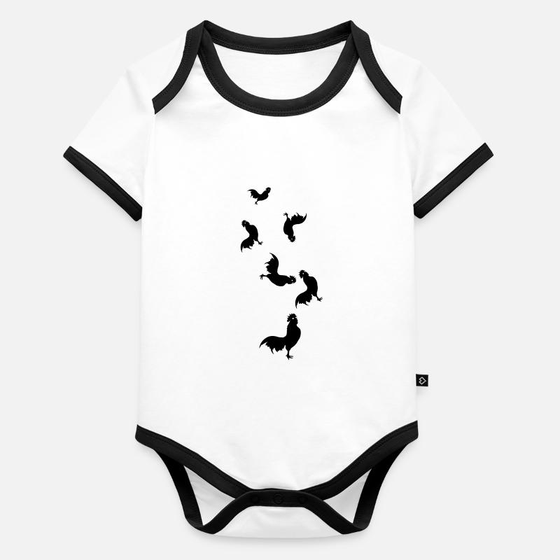 Silhouette d’animal coq Body Bébé bio contrasté manches courtes