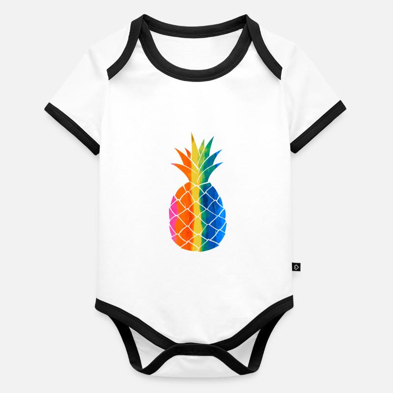 Ananas heureux Body Bébé bio contrasté manches courtes