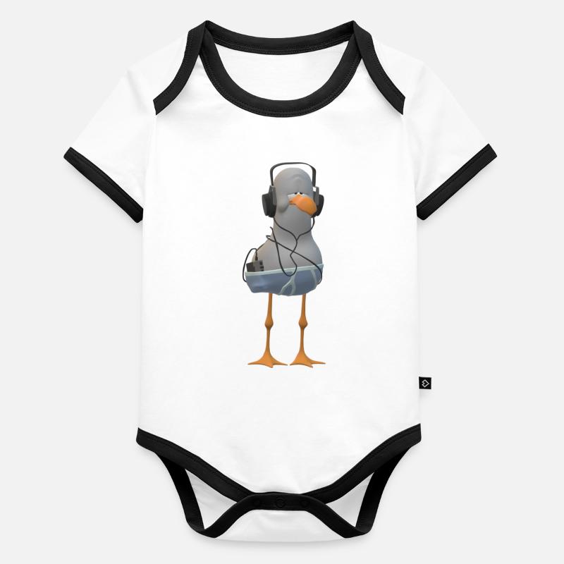 Faule Möwe Baby Bio-Kurzarm-Kontrastbody