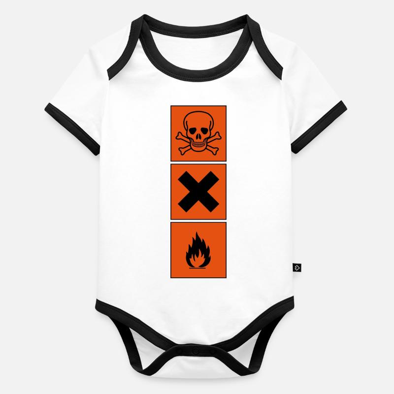 danger symbols Organic Baby Contrasting Bodysuit