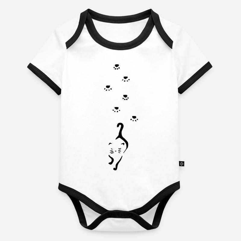 katze mit pfotenabdruck Baby Bio-Kurzarm-Kontrastbody
