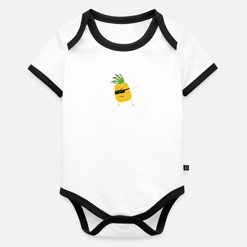 Ananas Body Bébé bio contrasté manches courtes