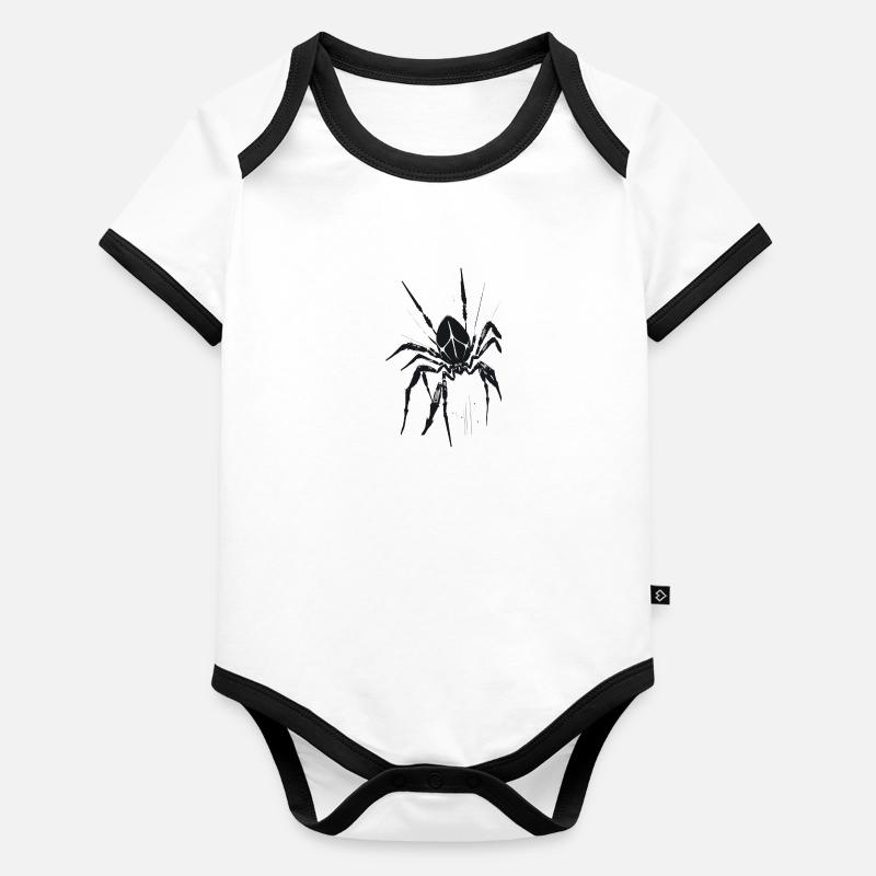 Araignée, Noir, Tarentule, Illustration Body Bébé bio contrasté manches courtes