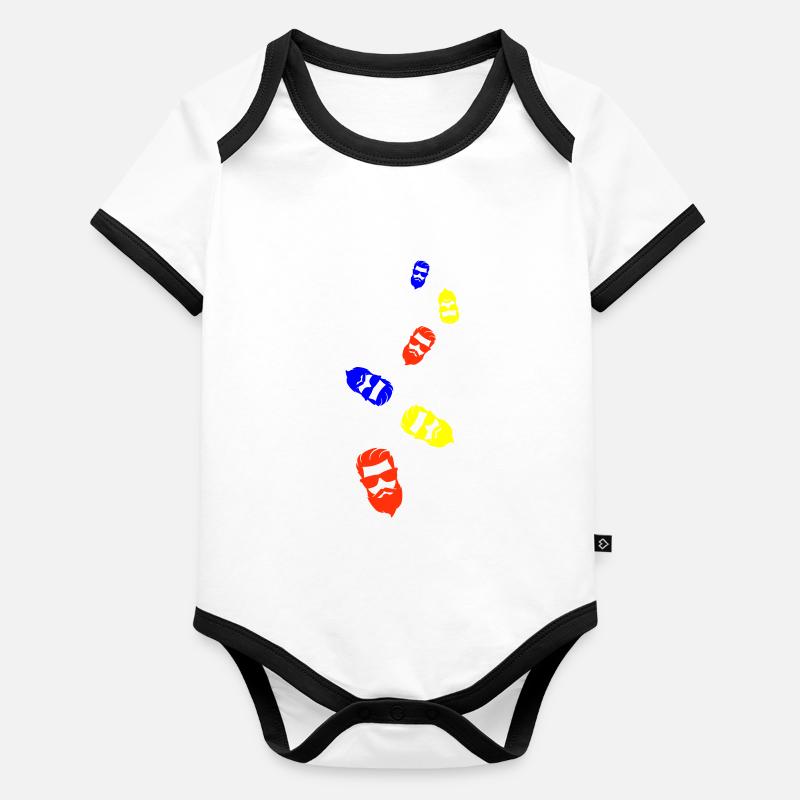 Gesicht bart Baby Bio-Kurzarm-Kontrastbody