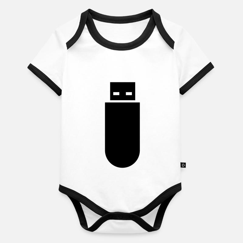 USB-Stick Baby Bio-Kurzarm-Kontrastbody