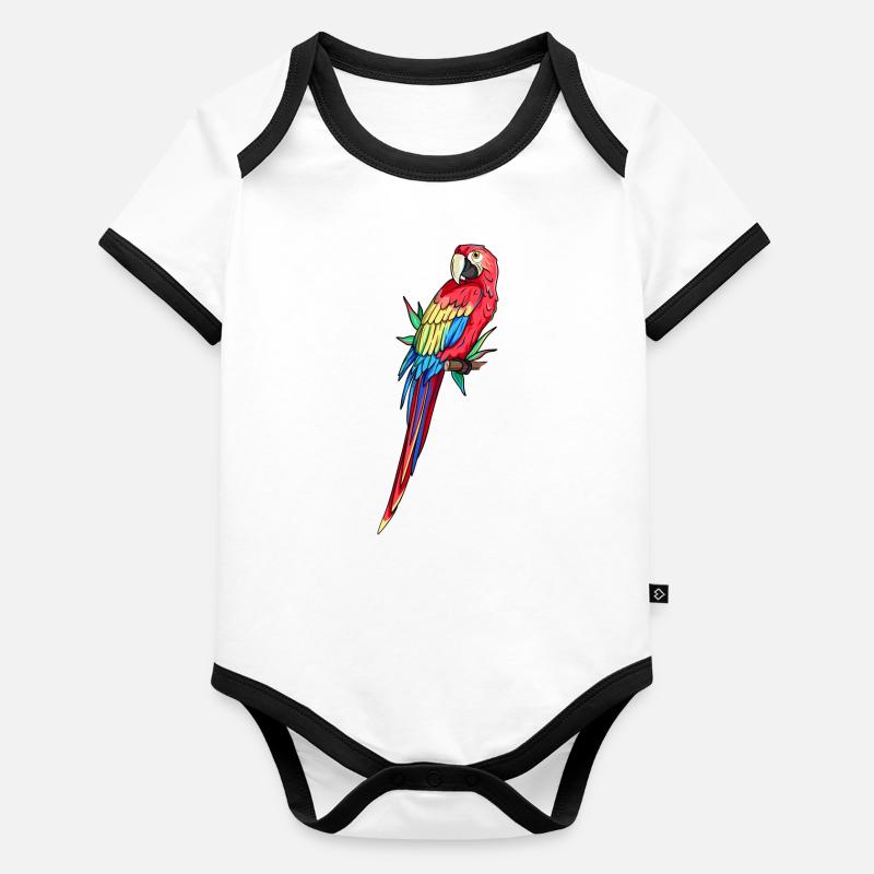 Macaw Parrot Amazon Parrot Feathers Organic Baby Contrasting Bodysuit