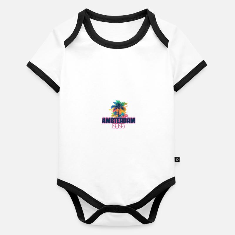 Amsterdam 2025 Holiday Palm Trees Organic Baby Contrasting Bodysuit