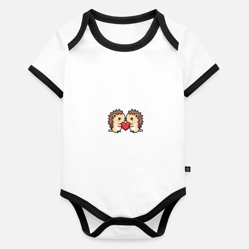 Couple de hérissons Saint-Valentin Body Bébé bio contrasté manches courtes