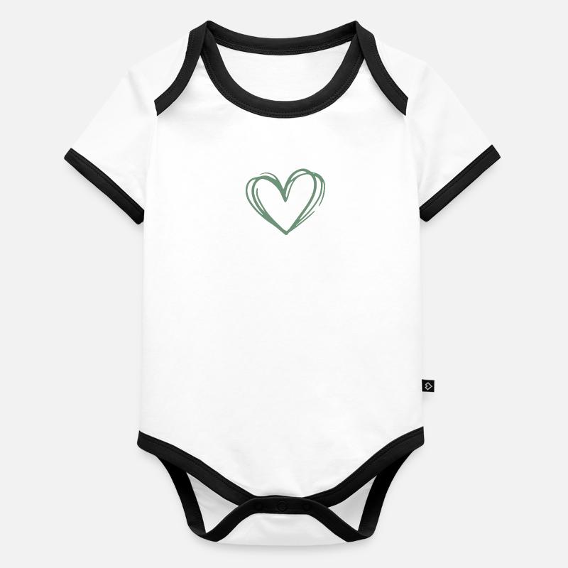 Simple heart Organic Baby Contrasting Bodysuit