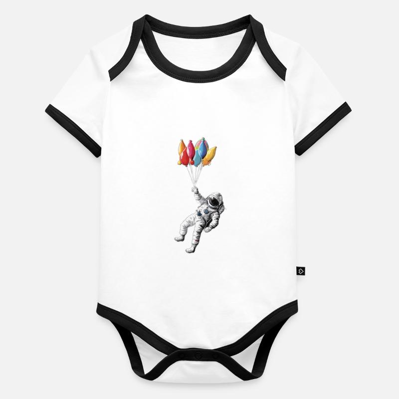 Astronaut with balloons Organic Baby Contrasting Bodysuit