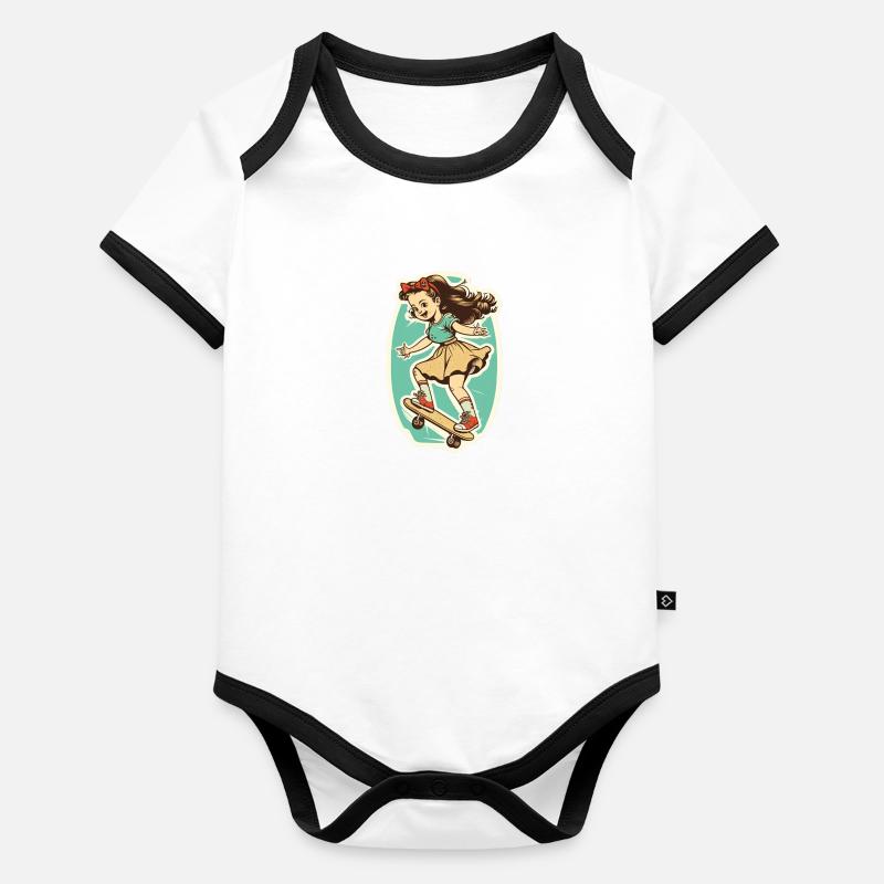 Skater-Mädchen Baby Bio-Kurzarm-Kontrastbody