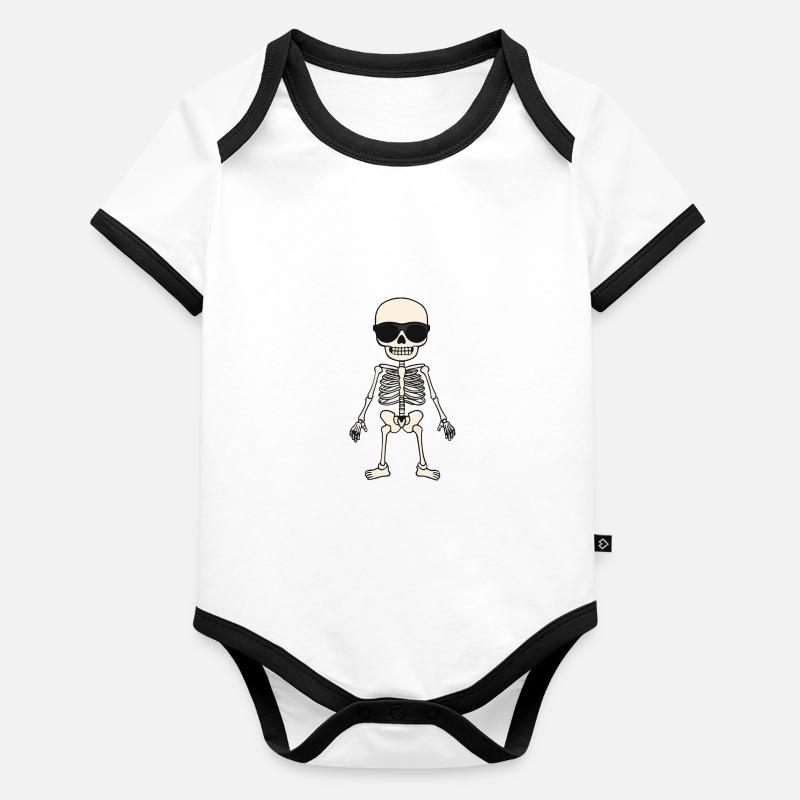 Squelette Bande Dessinée Halloween Cool Body Bébé bio contrasté manches courtes