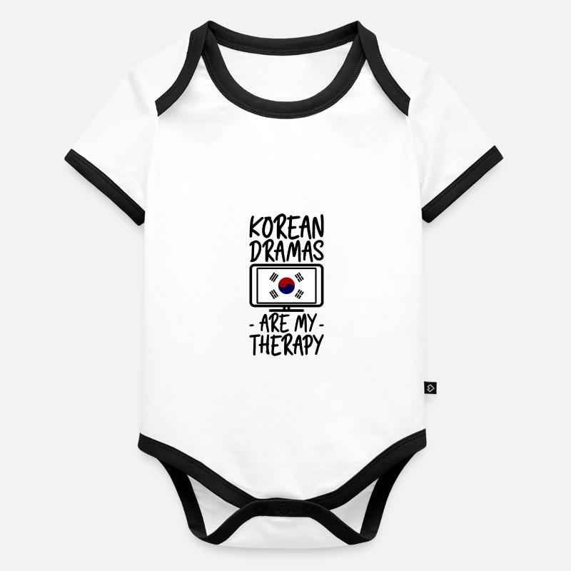 Korean Dramas Are My Therapy Body Bébé bio contrasté manches courtes