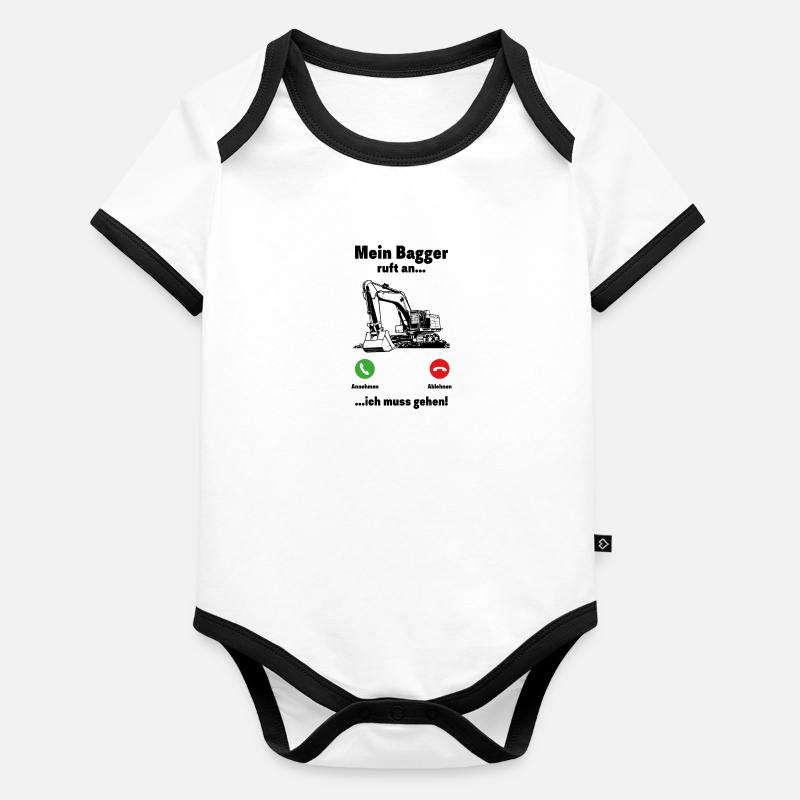 Mein Bagger ruft Spruch Baustelle Geschenk Baby Bio-Kurzarm-Kontrastbody