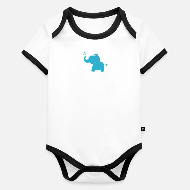 Elefant blau Baby Bio-Kurzarm-Kontrastbody