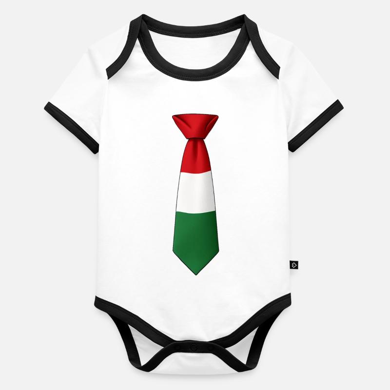 Drapeau hongrois à cravate Body Bébé bio contrasté manches courtes