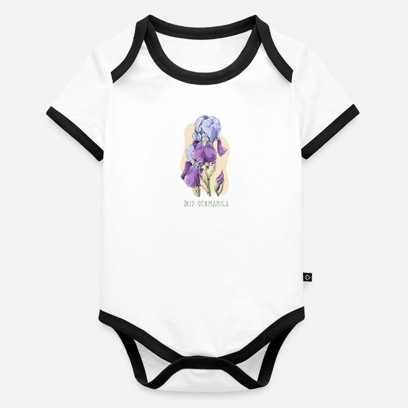 Iris botanical drawing Organic Baby Contrasting Bodysuit