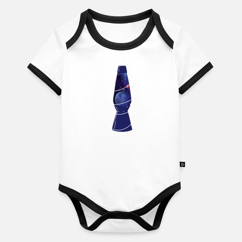 Retro Space Chic : Planètes de lampe à lave Body Bébé bio contrasté manches courtes