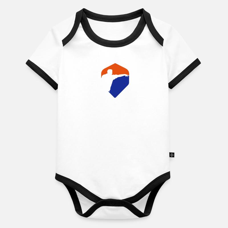 Logo de fléchettes Vol de style américain, joueur de fléchettes, lancer de fléchettes Body Bébé bio contrasté manches courtes