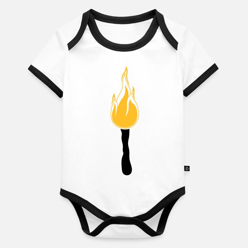 marche de nuit torche lumière feu vif flamme heis Body Bébé bio contrasté manches courtes