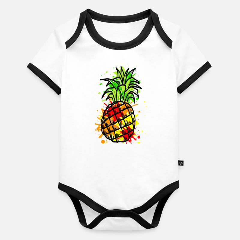 pineapple - Organic Baby Contrasting Bodysuit - 