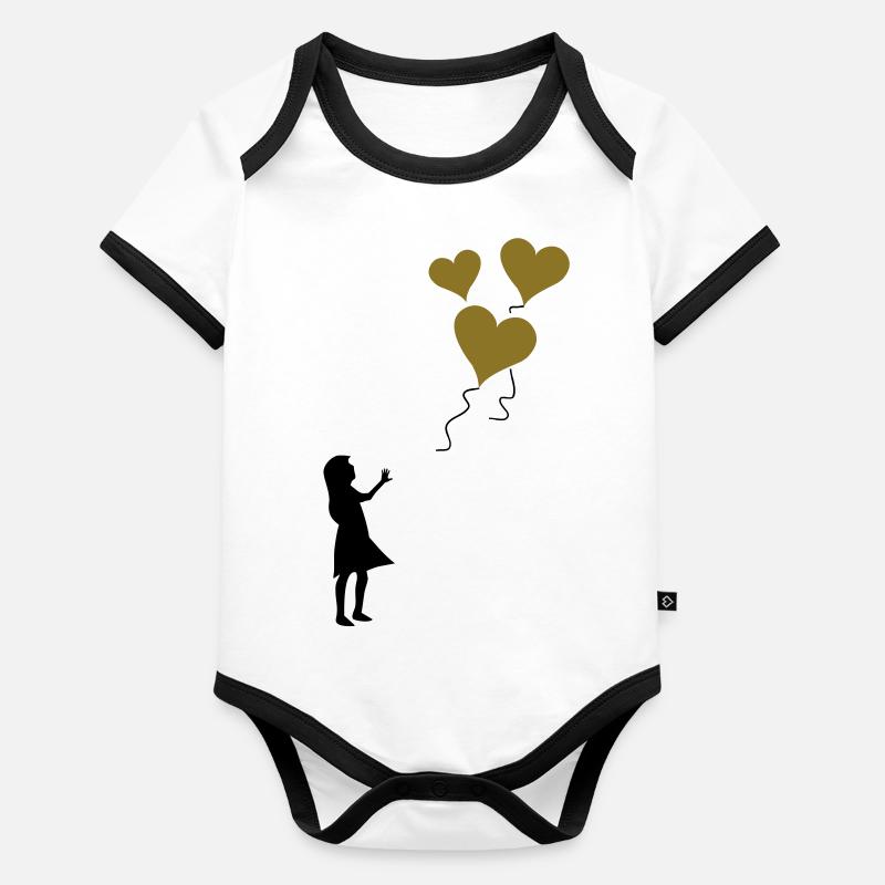 Saint Valentin a perdu des ballons Body Bébé bio contrasté manches courtes