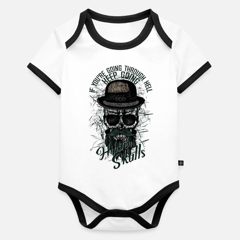 Hipster Schädel Schädel Schädel Piratenzitat Baby Bio-Kurzarm-Kontrastbody
