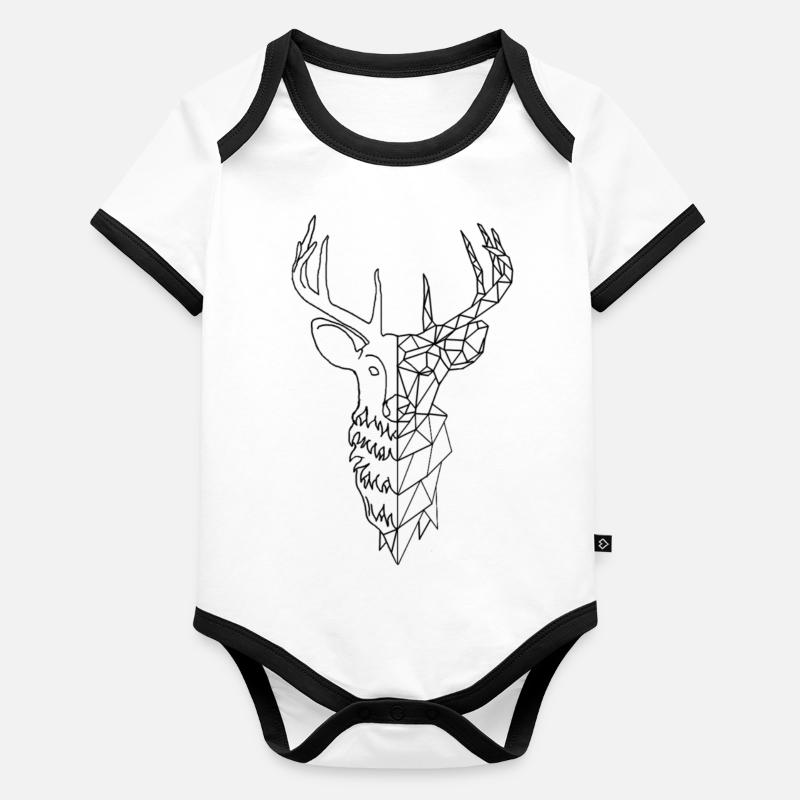 halb geometrische Hirsche Baby Bio-Kurzarm-Kontrastbody
