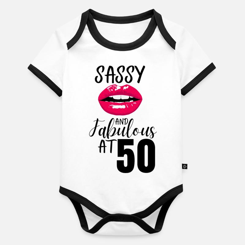 Sassy et Fabuleux à 50 ans. 50e anniversaire Body Bébé bio contrasté manches courtes
