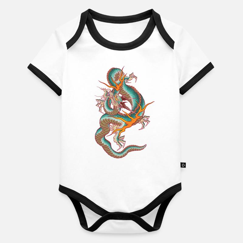 Dragon Dance Organic Baby Contrasting Bodysuit