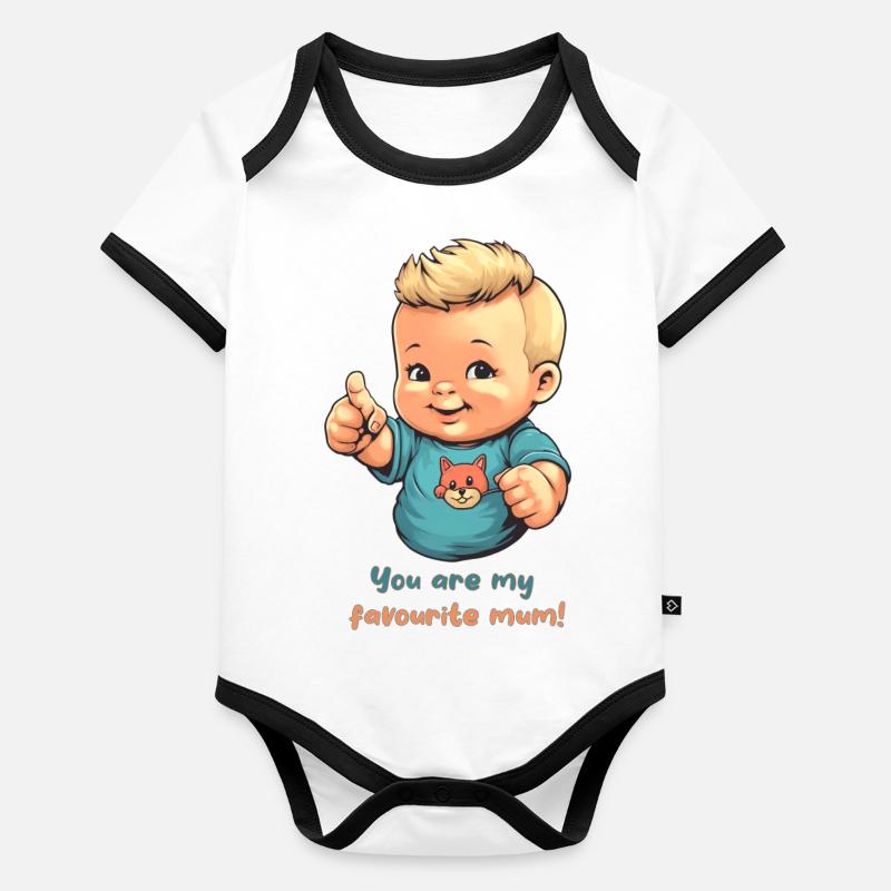 Tu es ma maman préférée! Body Bébé bio contrasté manches courtes