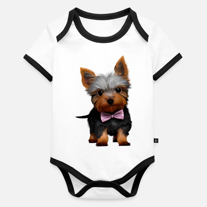Propriétaire de chien Yorkshire Terrier chiot Body Bébé bio contrasté manches courtes