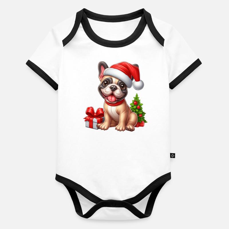 Cadeaux de bouledogue français Body Bébé bio contrasté manches courtes