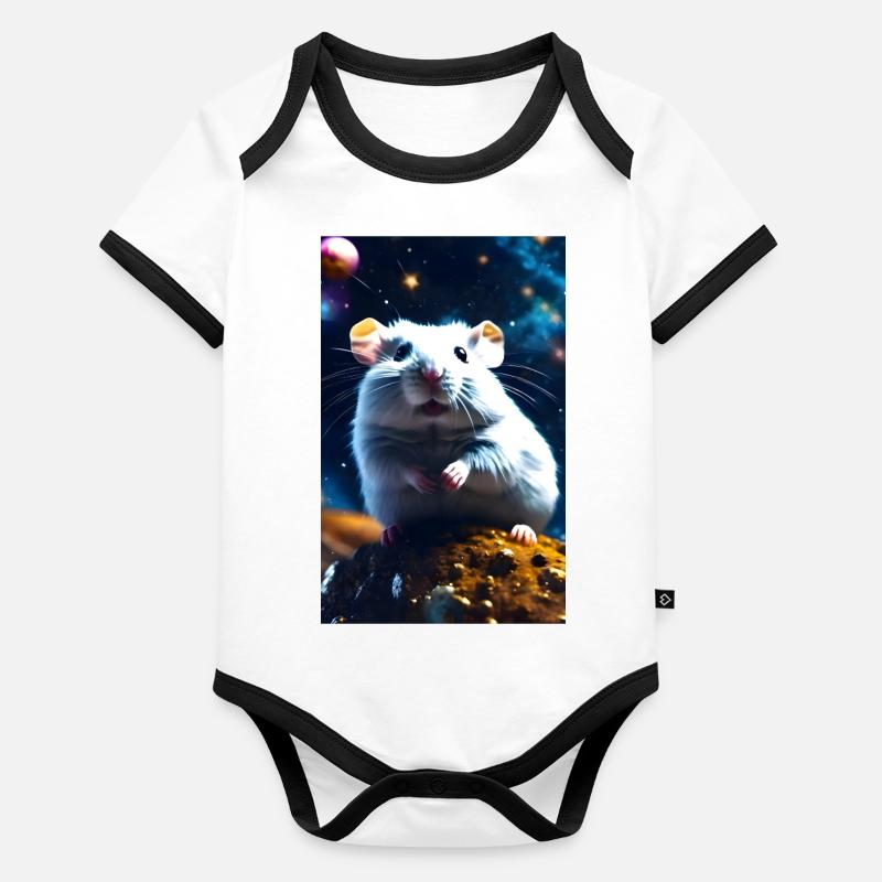 Hamster dans le cosmos Body Bébé bio contrasté manches courtes