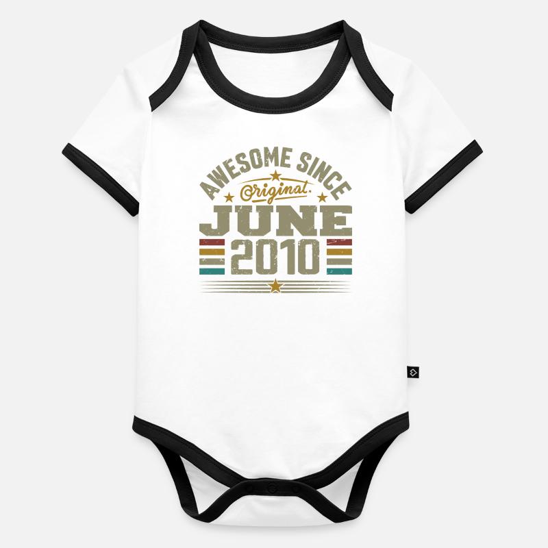 Juni 2010 Geburtstagsgeschenk Juni 2010 Juni Baby Bio-Kurzarm-Kontrastbody