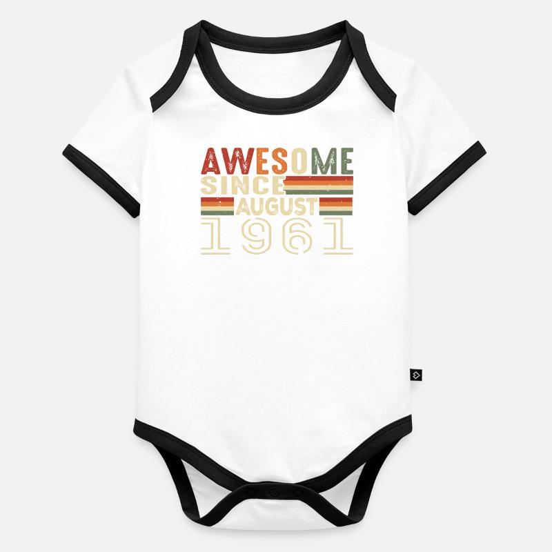 August 1961 Vintage Birthday Gift 63 Years Organic Baby Contrasting Bodysuit
