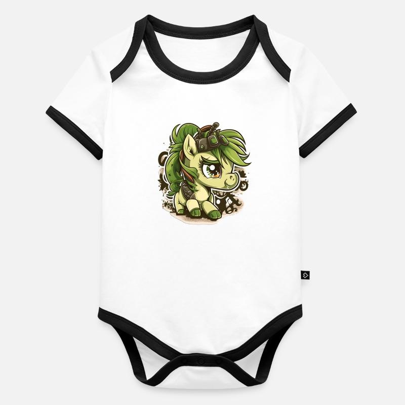 Licorne#Elly Body Bébé bio contrasté manches courtes