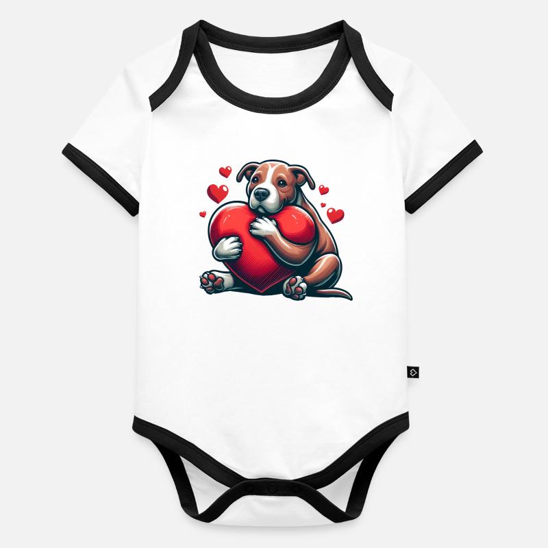 Cadeaux de Saint-Valentin Pitbull Body Bébé bio contrasté manches courtes