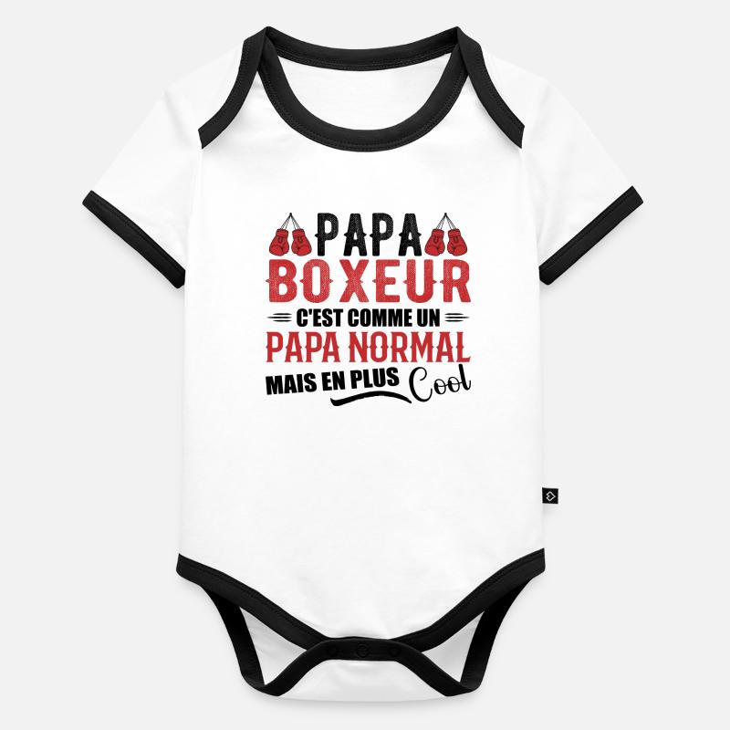 Dad Boxer Humor Coach Boxer Gift Organic Baby Contrasting Bodysuit
