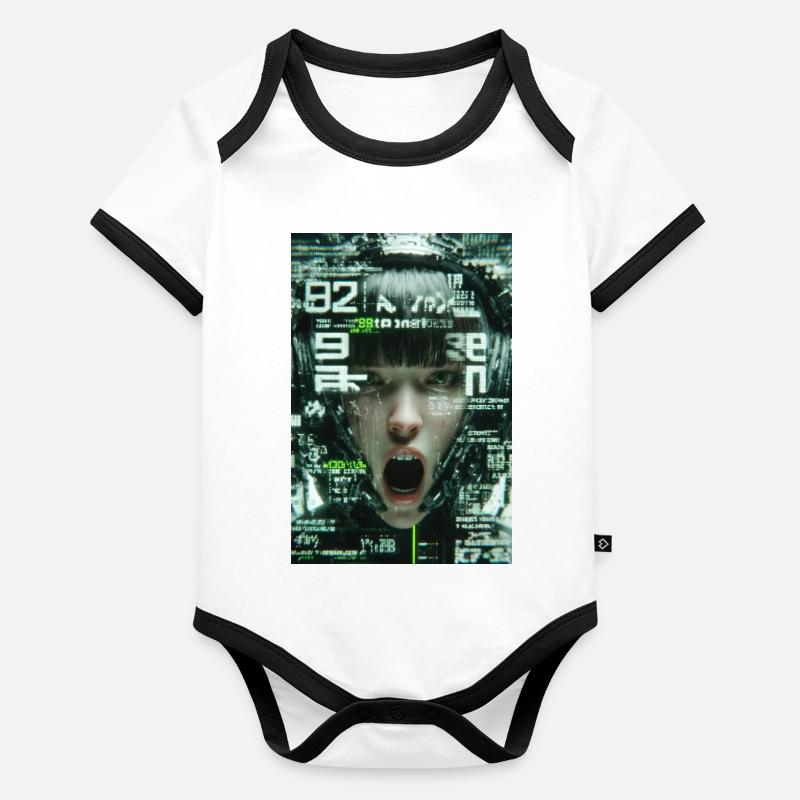 Cyberpunk Digital Scream Organic Baby Contrasting Bodysuit