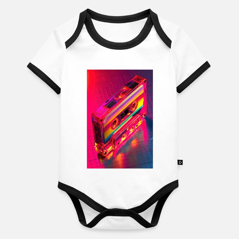 Neon Rainbow Cassette Tape Organic Baby Contrasting Bodysuit
