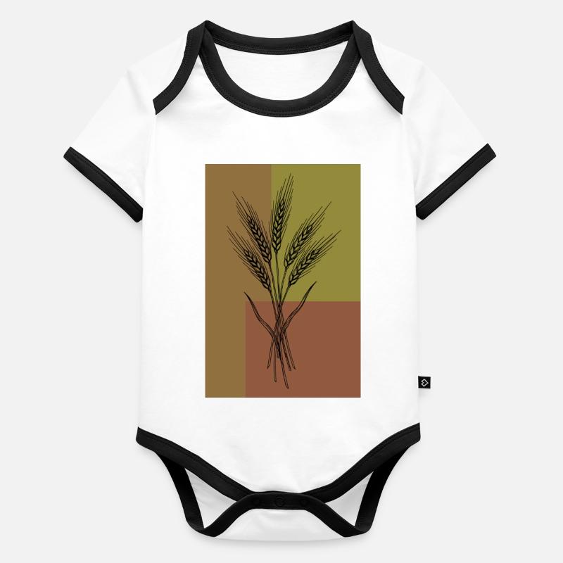 Wheat Ears Line Art – Botanical Design Organic Baby Contrasting Bodysuit