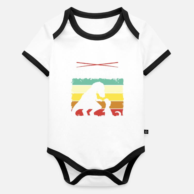 Einzelkind große Schwester Dino Baby Bio-Kurzarm-Kontrastbody