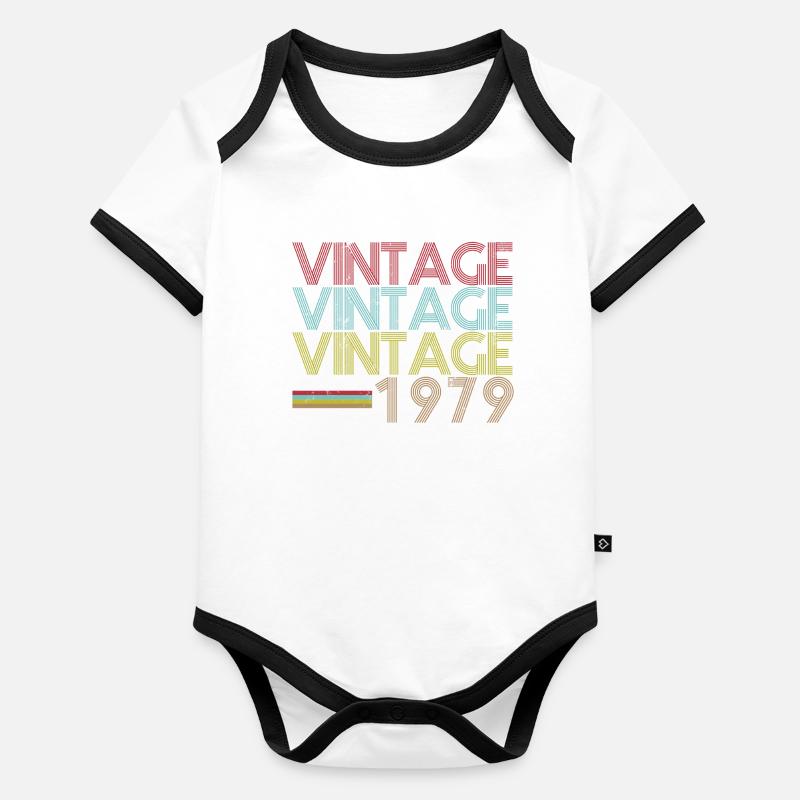 Vintage 1979 Geburtstag Baby Bio-Kurzarm-Kontrastbody
