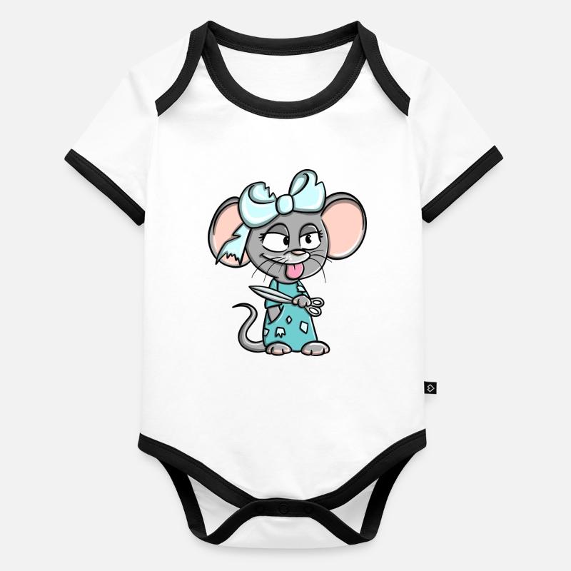Susi Schnipp Schnapp cheeky mouse design statement Organic Baby Contrasting Bodysuit