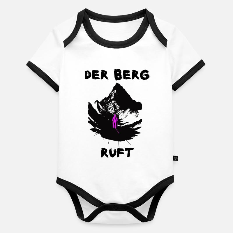 Der Berg ruft. Pink Baby Bio-Kurzarm-Kontrastbody
