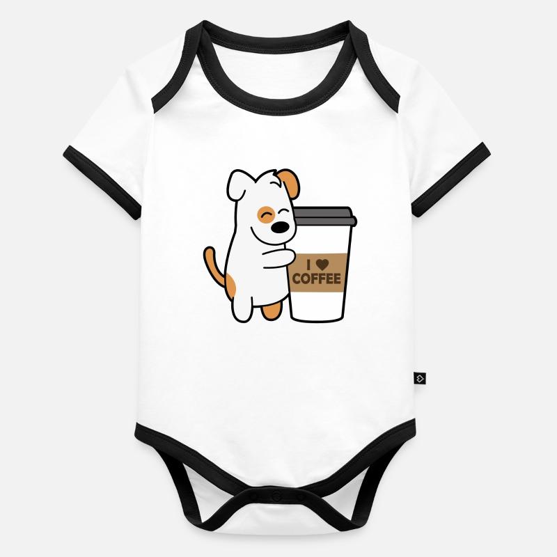 Café pour chien Body Bébé bio contrasté manches courtes